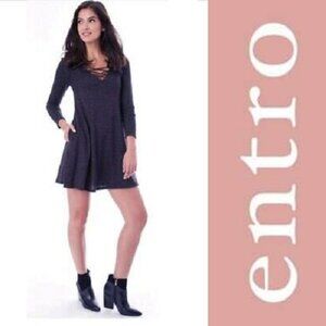 ENTRO Sweater Dress A Line Stretch Knit Heather S